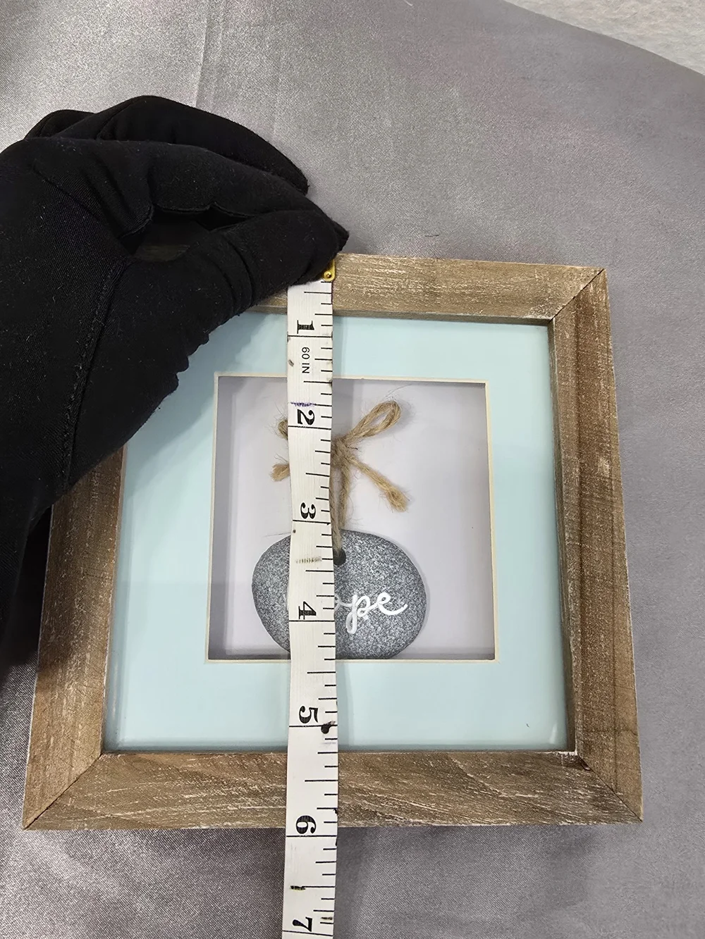 Kirklands Framed 'Hope' Stone Wall Art - Light Blue & Natural Wood